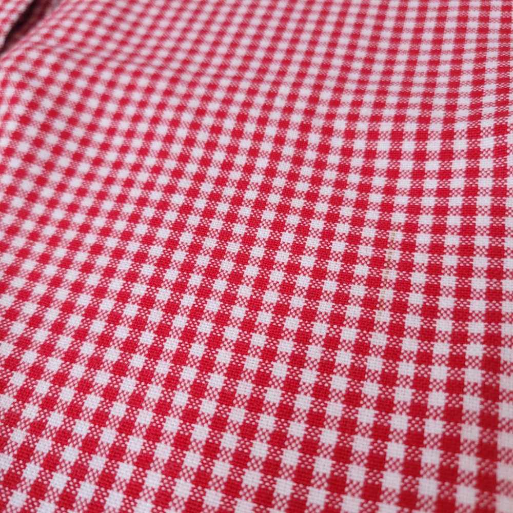 Crate & Barrel Dishtowel Set Red White Small Check Gingham Cotton Kitchen 2pc - Picture 2 of 8